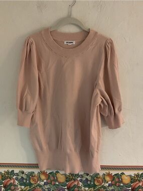 Steve Madden Puff Sleeve Knit Top, Size 2X, Blush Pink